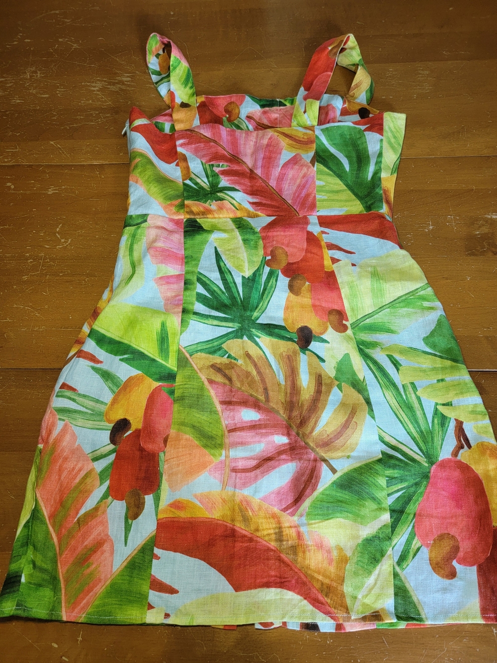 Anthropologie Farm Rio Nisa Linen Mini Dress Tropical Sz S EUC - Picture 12 of 16